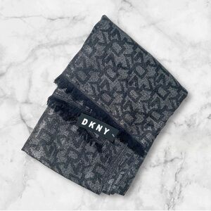 DKNY Women's Oversized Eyelash Fringe Lurex Scarf Fashion